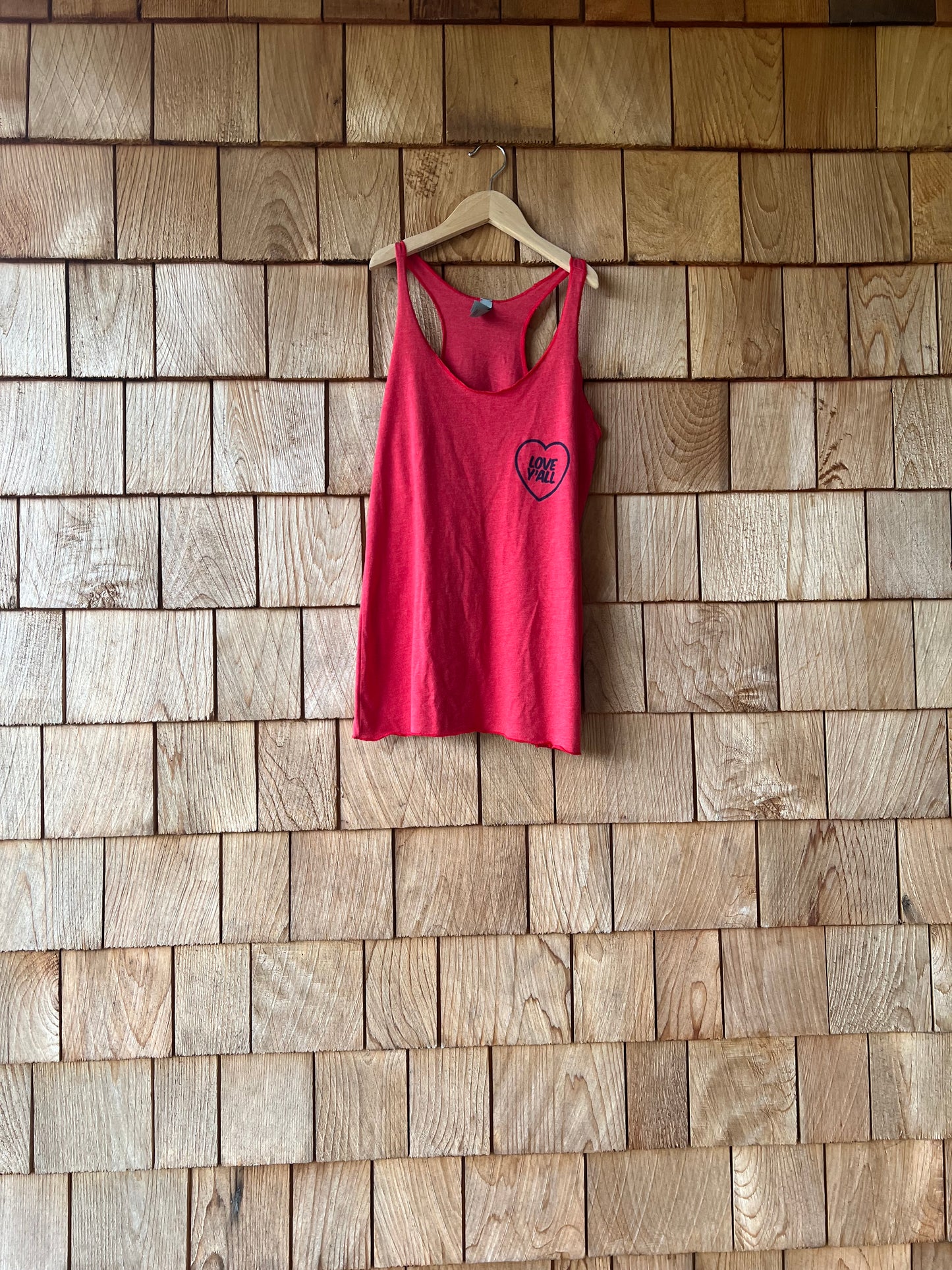 Screen-printed tank top love y'all