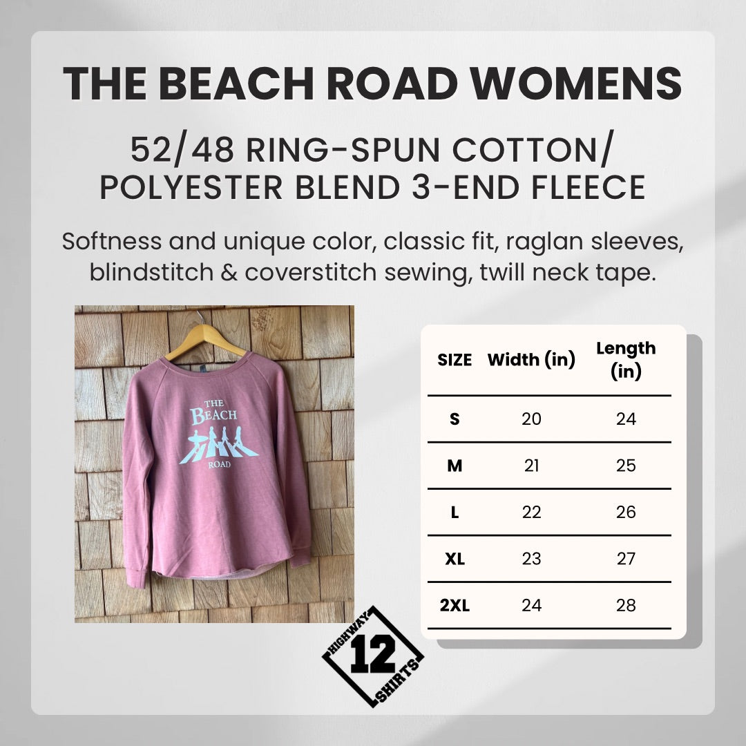 Pink long-sleeve shirt on a hanger with product details and size chart.