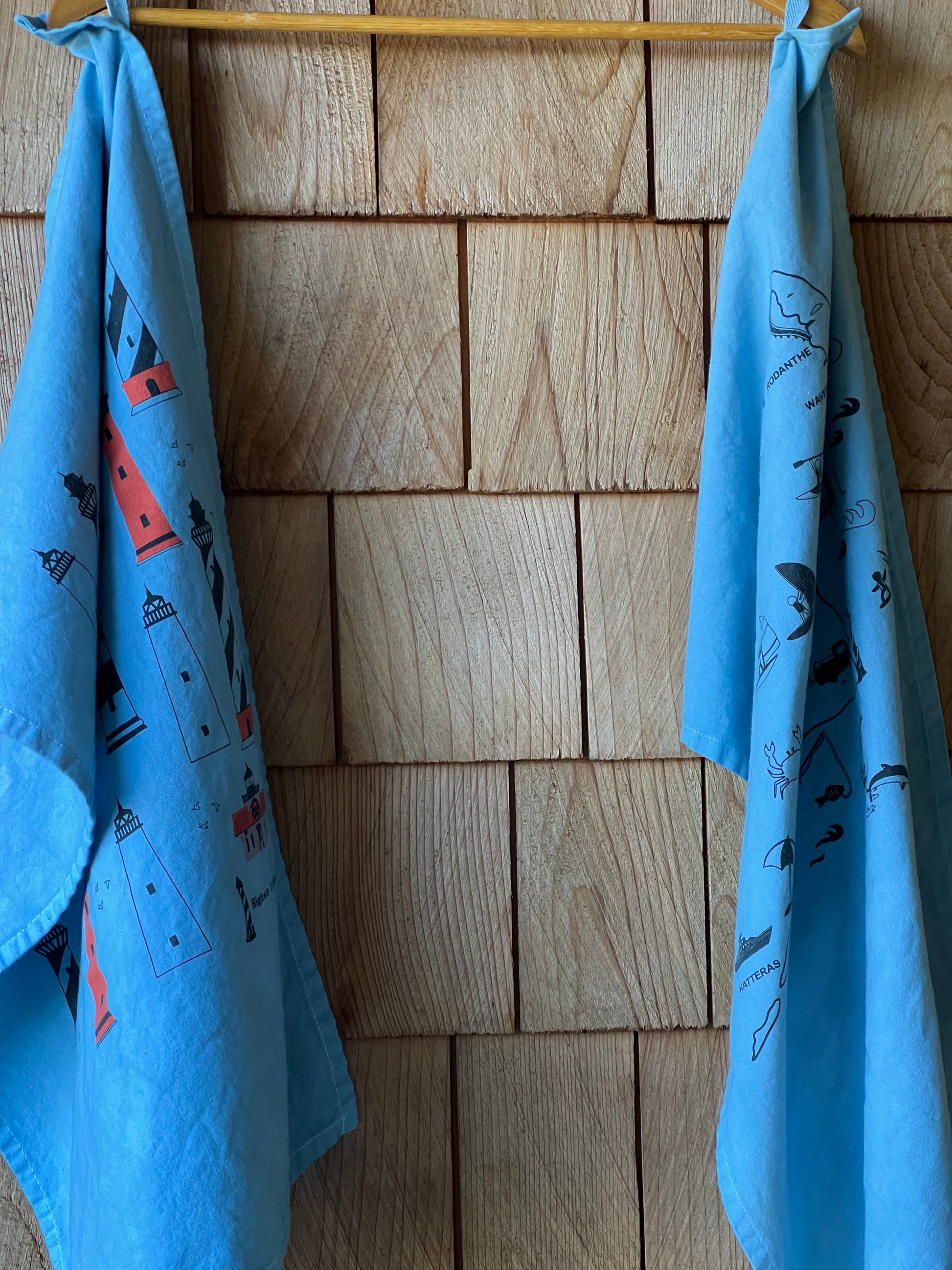 Kitchen Tea Towels with North Carolina lighthouses.